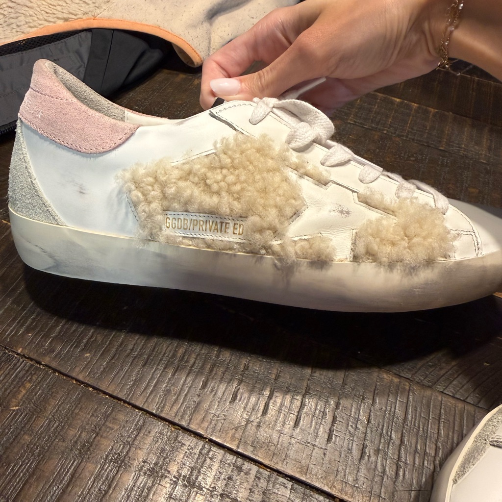 Golden Goose Women's White And Pink Sneakers With Sherpa Detail